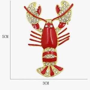 Red Lobster Brooch with Crystals